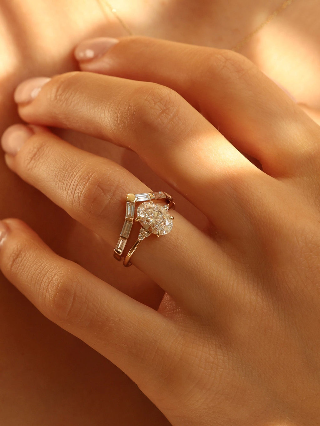 2 CT - 4 CT Oval Cut Lab grown Diamond Cluster Engagement Ring