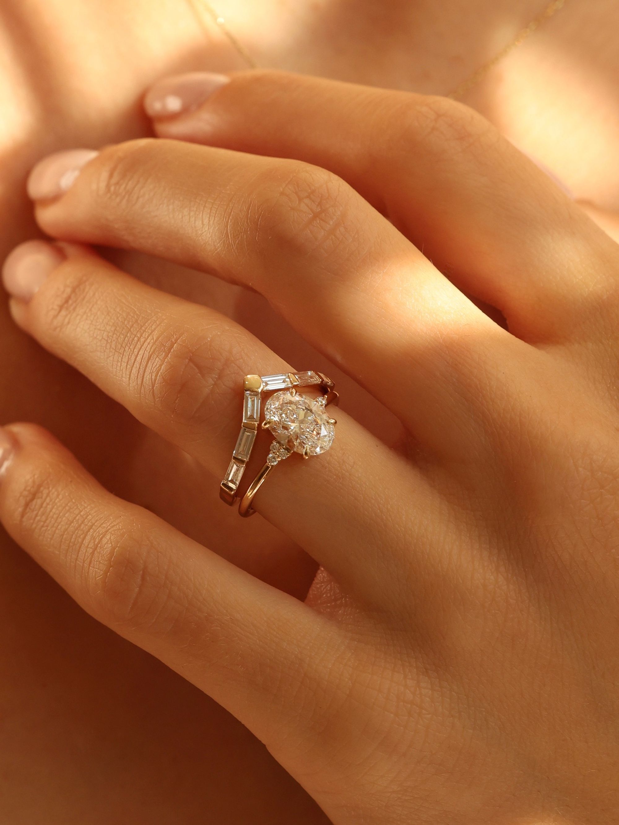 2 CT - 4 CT Oval Cut Lab grown Diamond Cluster Engagement Ring