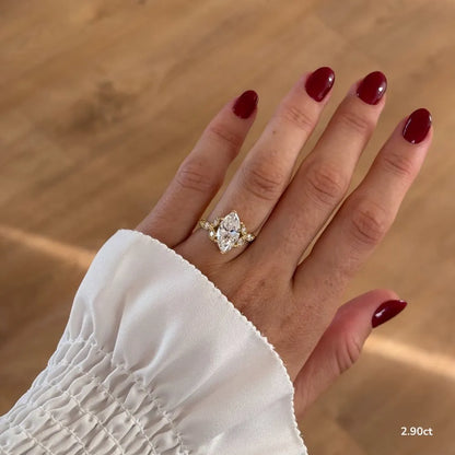 1.9 CT - 2.9 CT Marquise Cut Art Deco Vintage Style Moissanite Engagement Ring