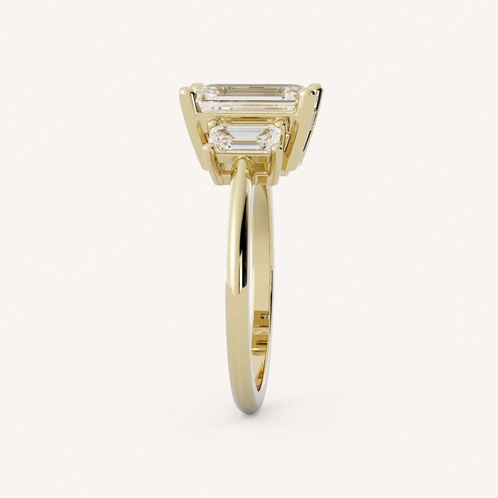 1.75 CT - 3 CT Emerald Cut Lab grown Diamond Three Stone Engagement Ring
