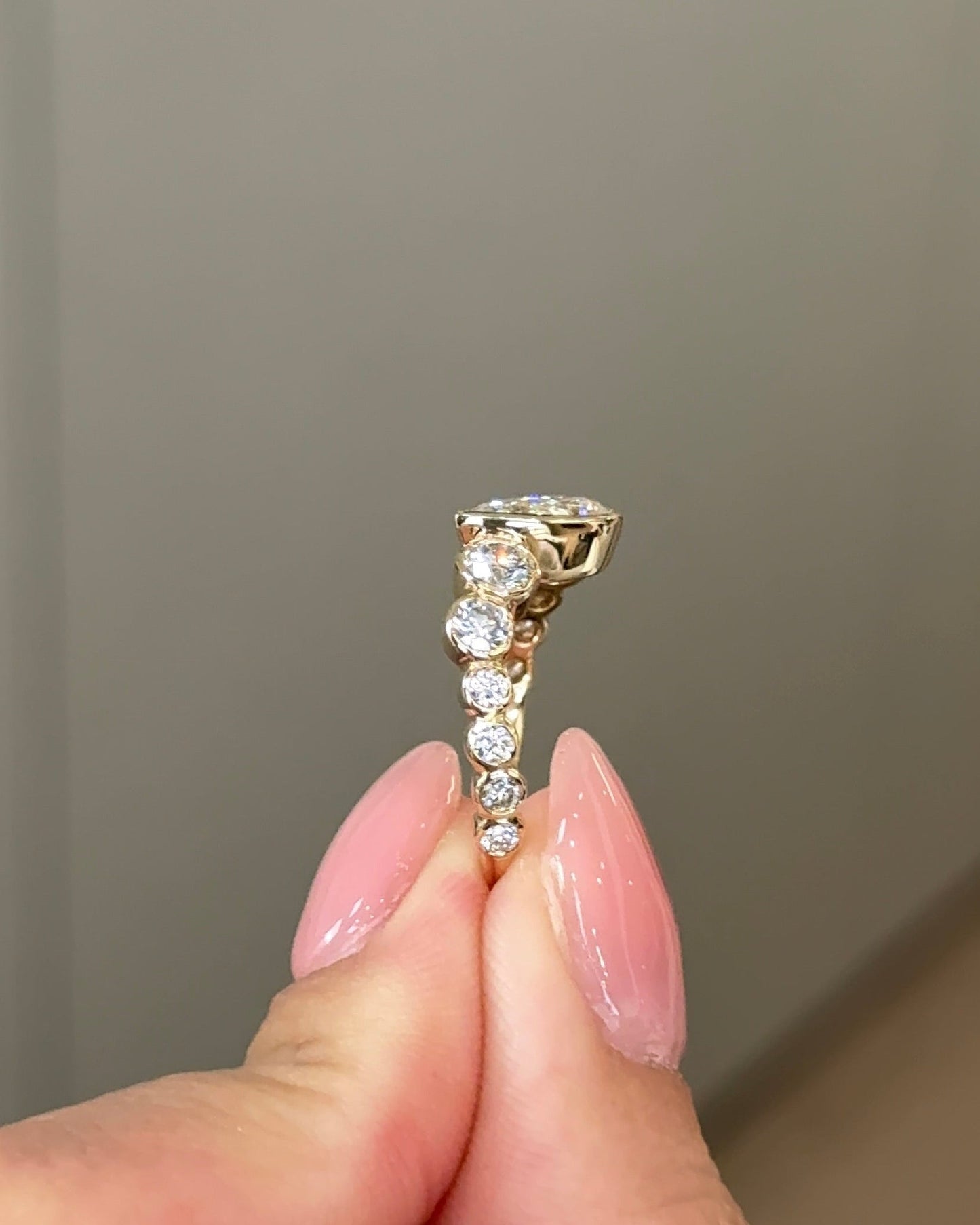 1.07 CT Pear Cut Lab grown Diamond Cluster Style Engagement Ring