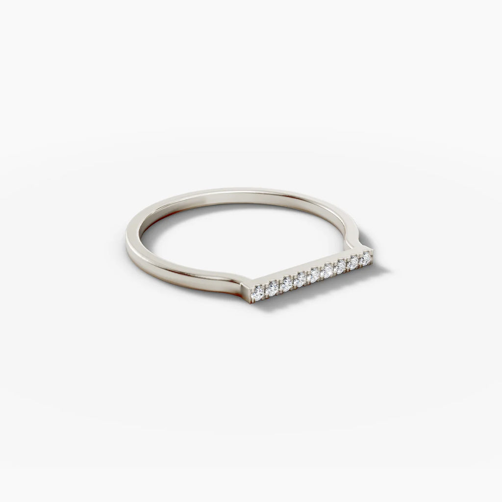 0.054 TCW Round Moissanite Bar Wedding Band