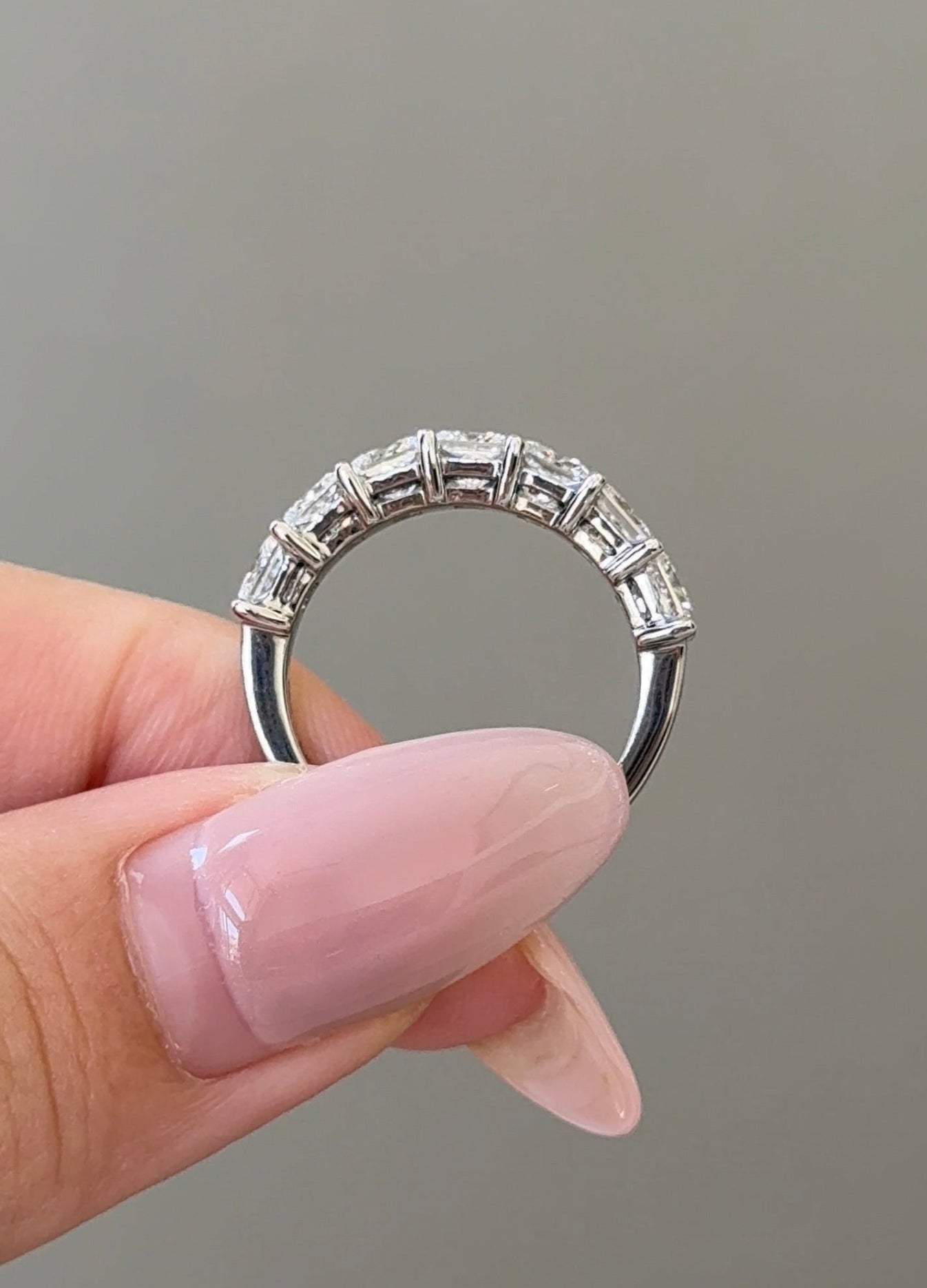 2.3 TCW Princess CVD Diamond Half Eternity with Shared Prong Wedding Band