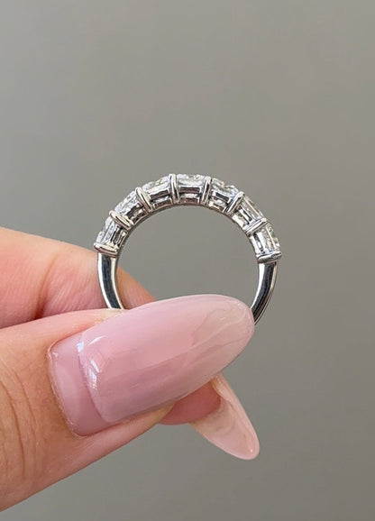 2.3 TCW Princess CVD Diamond Half Eternity with Shared Prong Wedding Band