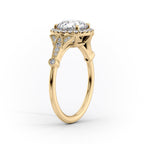 2 CT - 3 CT Round Cut Halo Art Deco Style Moissanite Engagement Ring