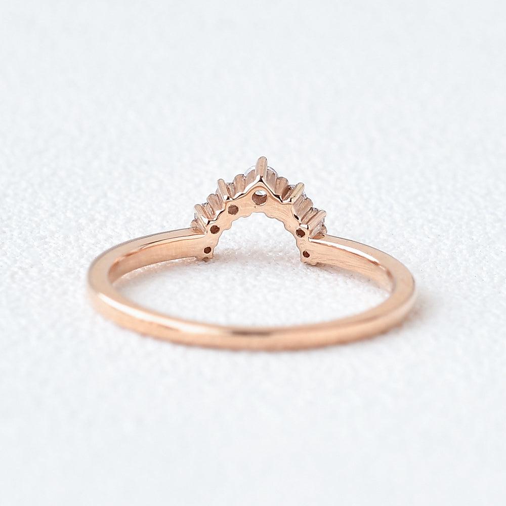 0.06 TCW Round Moissanite Cluster Curved Wedding Band
