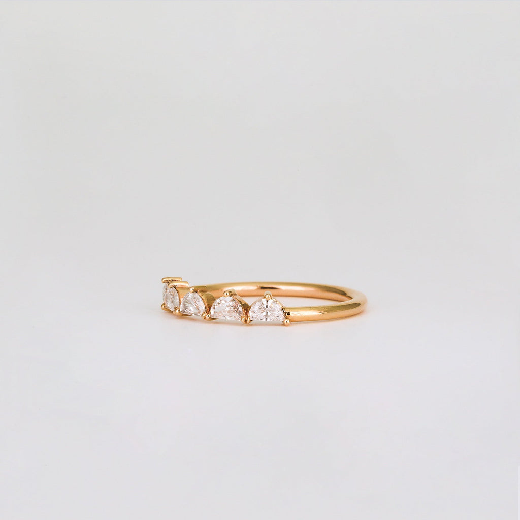 0.37 TCW Half Moon CVD Diamond Shared Prong Pave Wedding Band