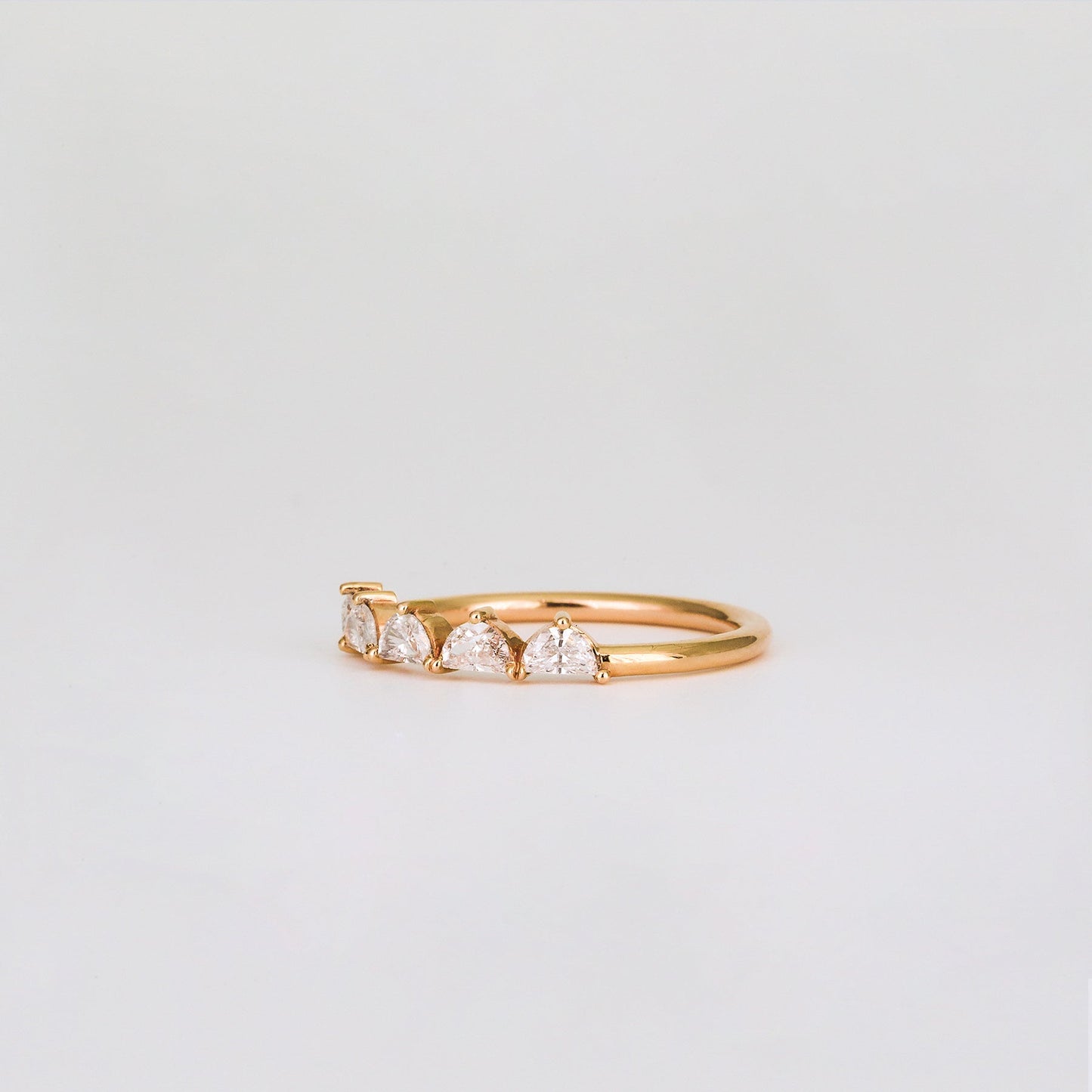 0.37 TCW Half Moon CVD Diamond Shared Prong Pave Wedding Band