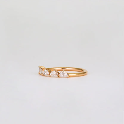 0.37 TCW Half Moon CVD Diamond Shared Prong Pave Wedding Band