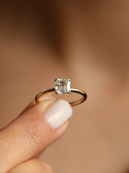 1.20 CT - 3.20 CT Asscher Cut Lab grown Diamond Solitaire Engagement Ring