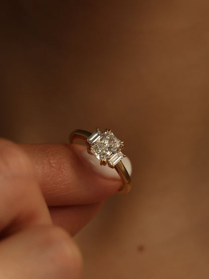 1.2 CT - 3.2 CT Radiant Cut Lab grown Diamond Three Stone Engagement Ring