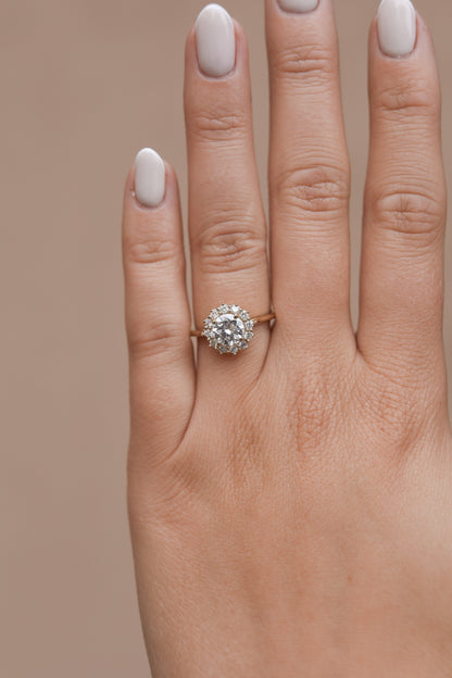 1 CT - 2 CT Round Cut Lab grown Diamond Halo Floral Style Engagement Ring