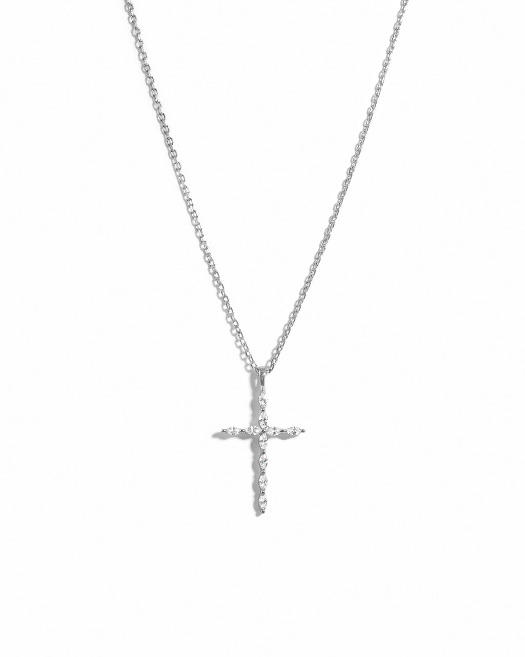 0.3 TCW Marquise Moissanite Diamond Cross Pendant Necklace