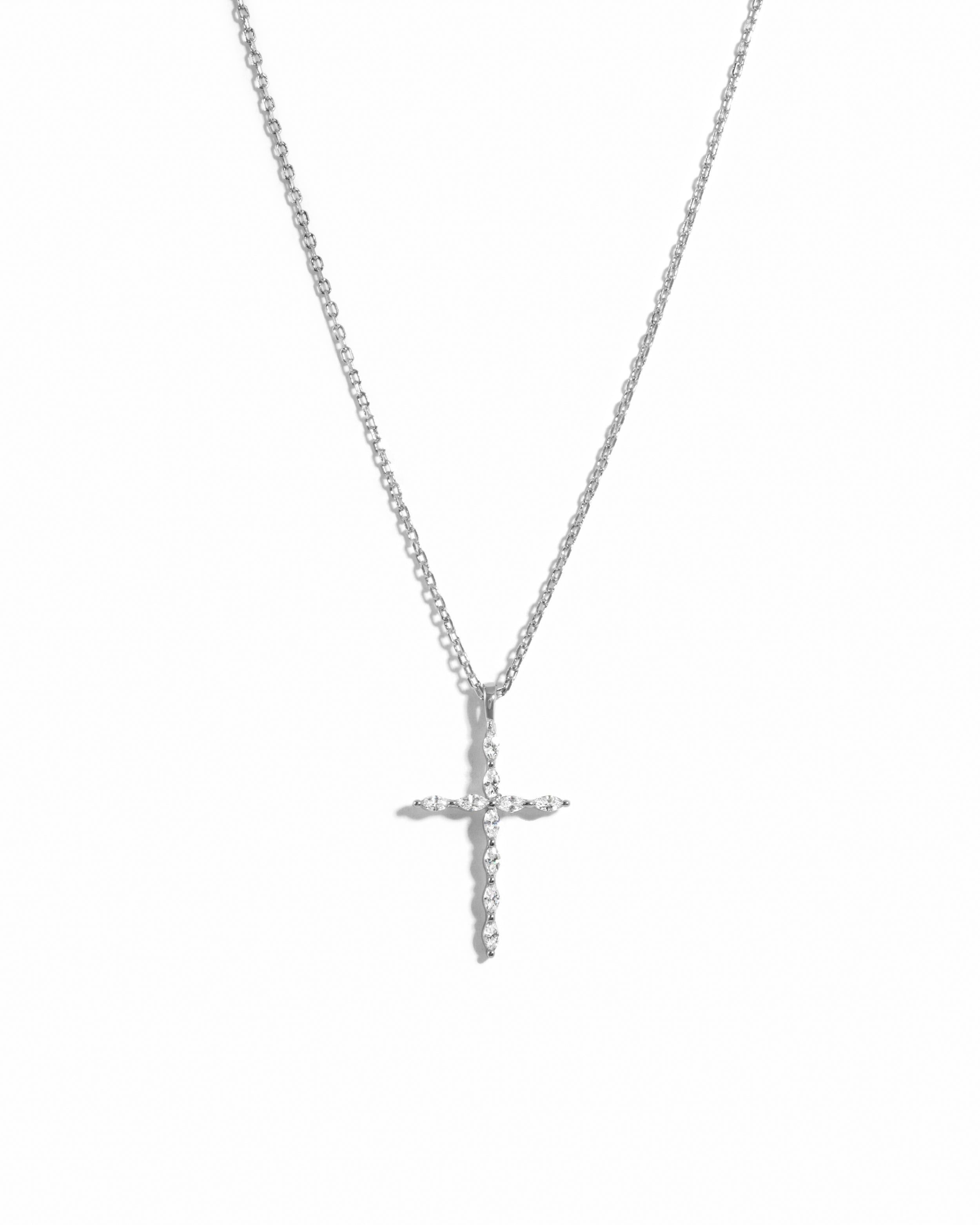 0.3 TCW Marquise Moissanite Diamond Cross Pendant Necklace