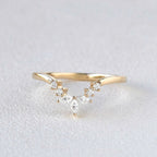 0.12 TCW Marquise & Round Moissanite V-Shape Pave Wedding Band