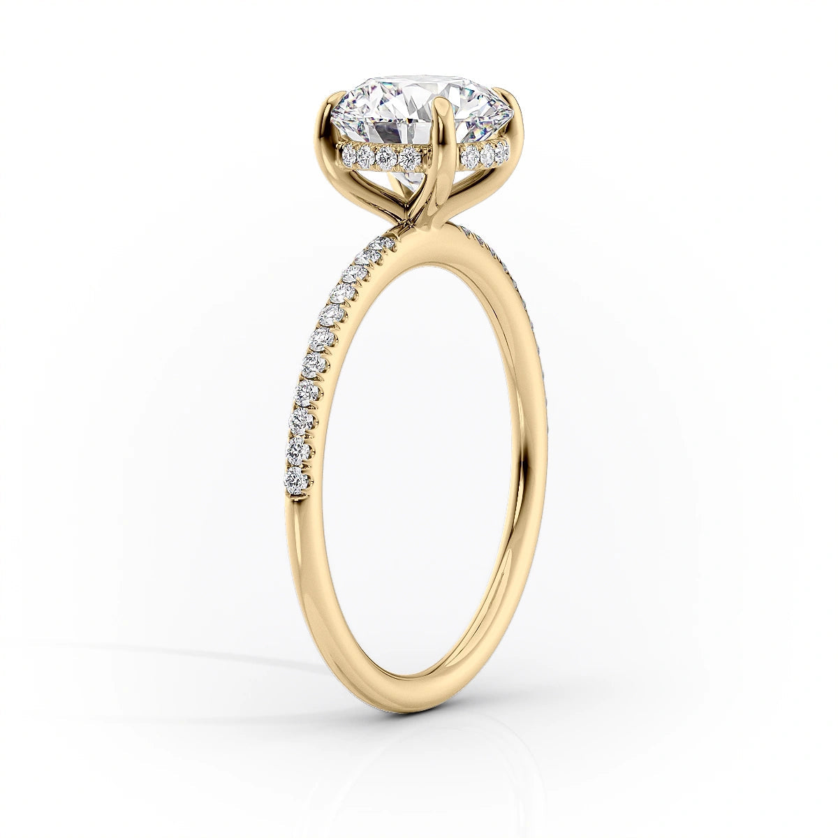 2.5 CT - 3 CT Round Cut Hidden Halo Pave Moissanite Engagement Ring