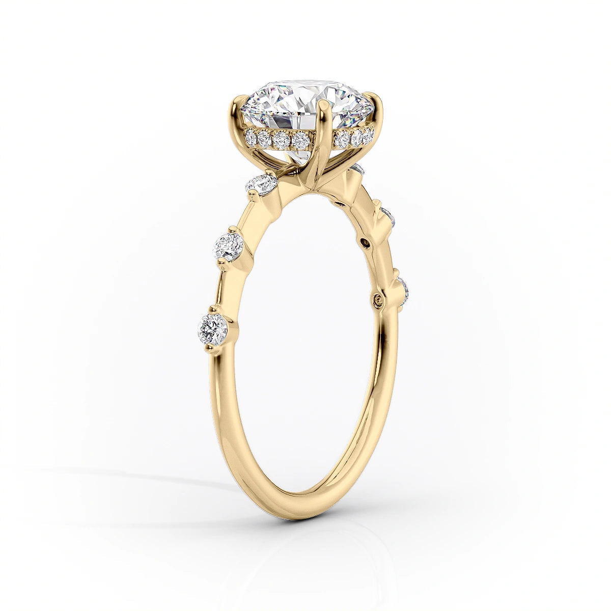 1.5 CT - 3 CT Emerald Cut Hidden Halo Dainty Moissanite Engagement Ring