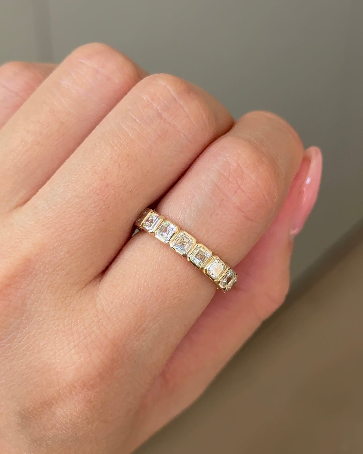 2.09 TCW Asscher CVD Diamond Half Eternity with Bezel Wedding Band