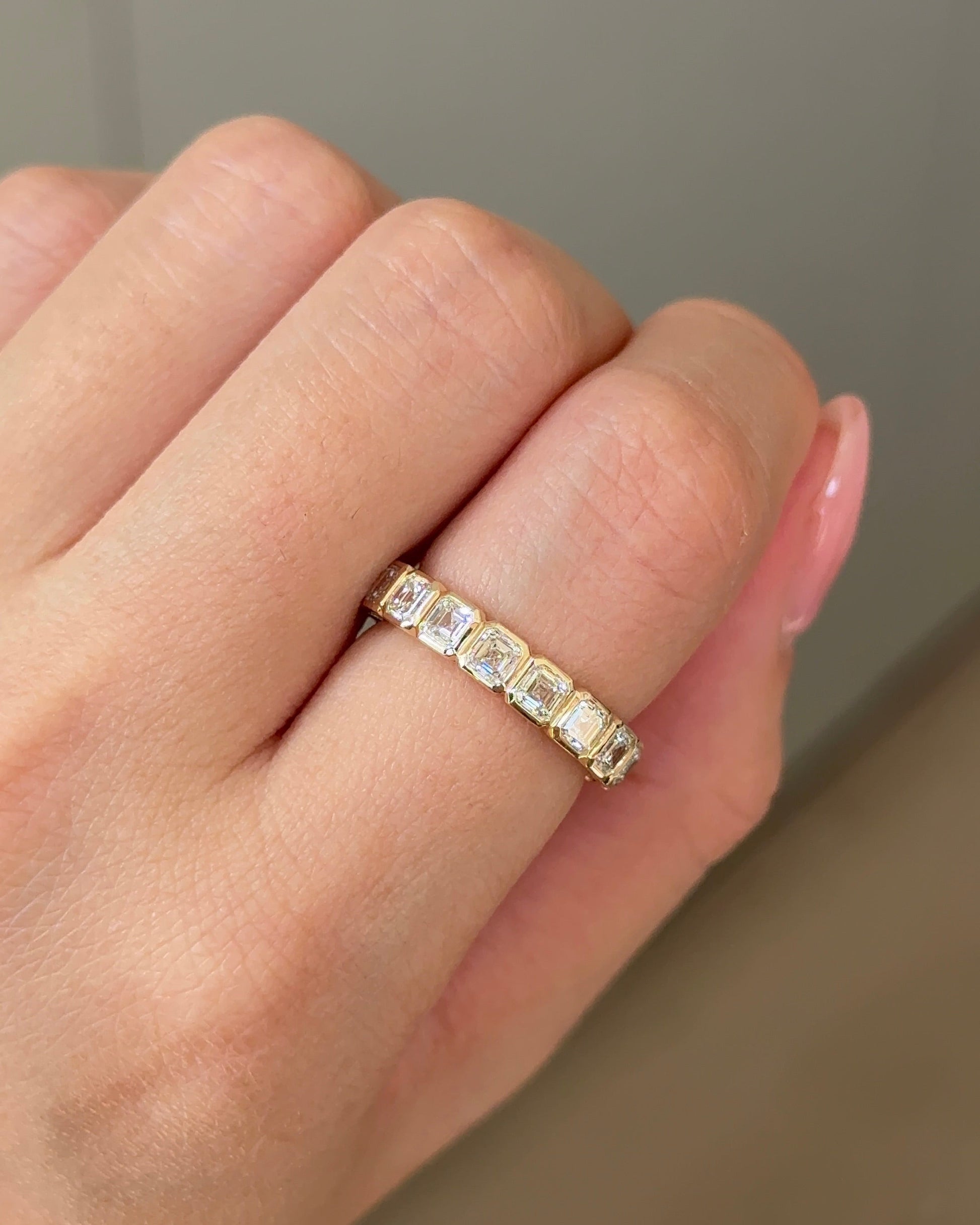 2.09 TCW Asscher CVD Diamond Half Eternity with Bezel Wedding Band