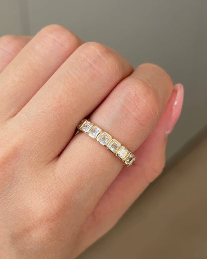 2.09 TCW Asscher CVD Diamond Half Eternity with Bezel Wedding Band