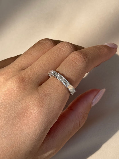 2.31 TCW Emerald CVD Diamond Half Eternity Wedding Band