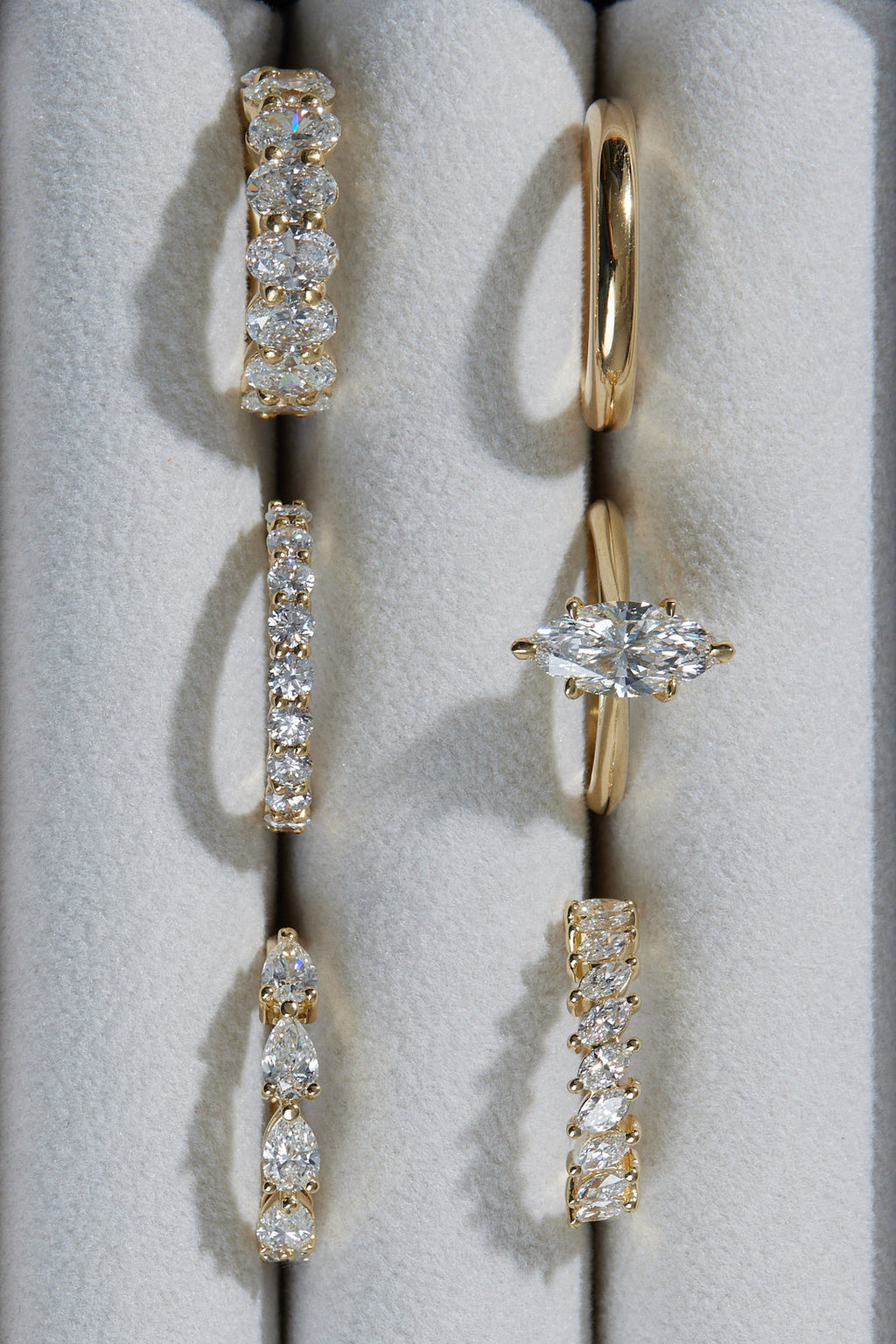0.99 TCW Marquise Moissanite Half Eternity Wedding Band