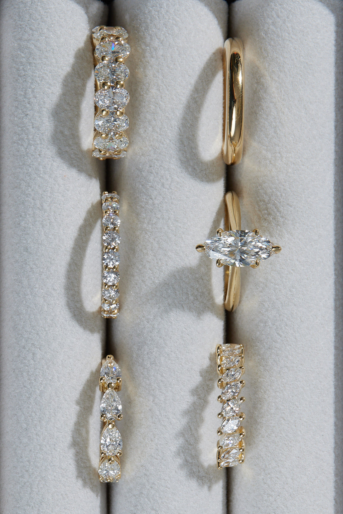 0.99 TCW Marquise Moissanite Half Eternity Wedding Band