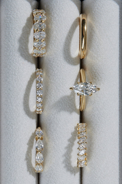 0.99 TCW Marquise Moissanite Half Eternity Wedding Band