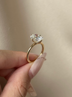 3 CT Cushion Cut Lab grown Diamond Hidden Halo Engagement Ring