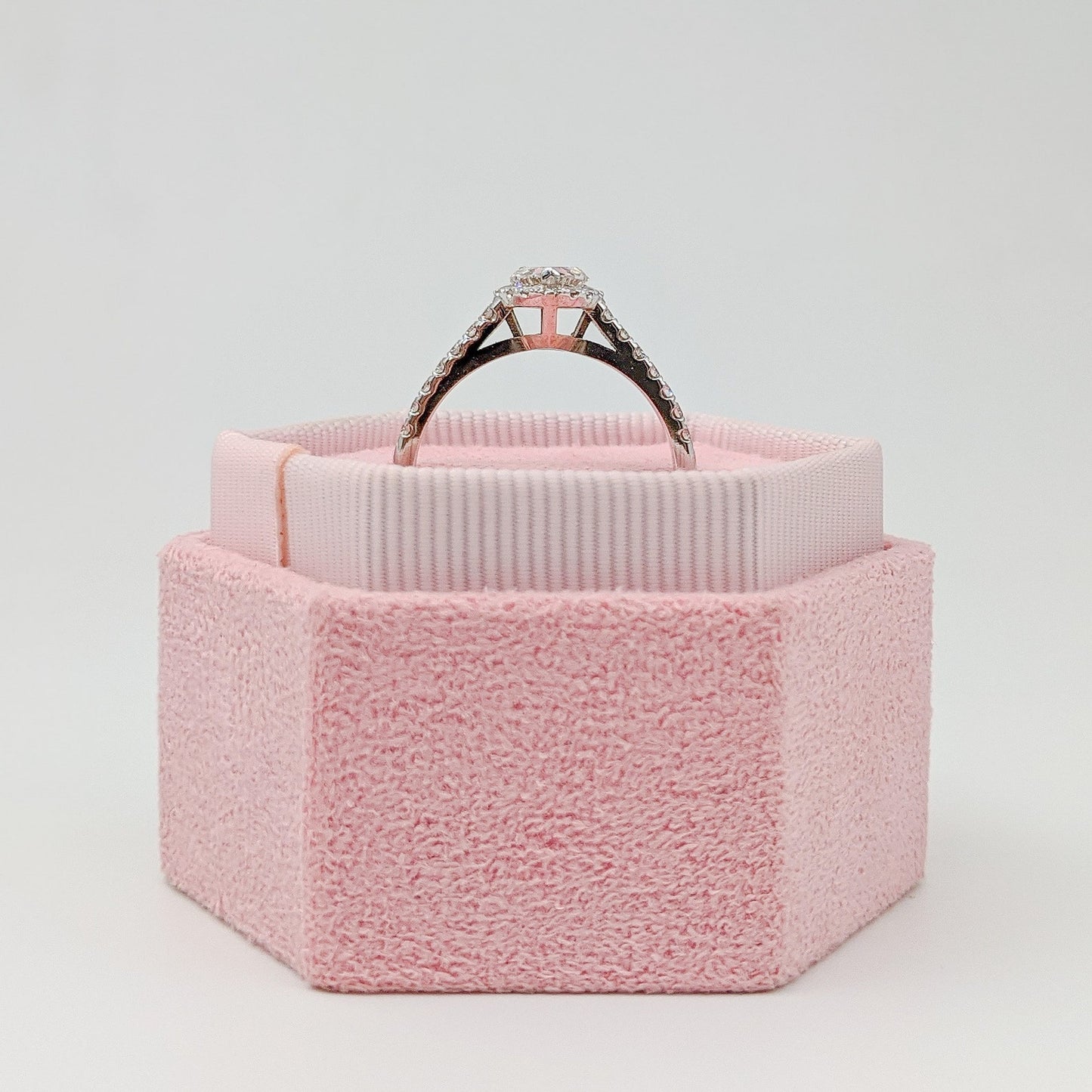 0.6 CT Heart Cut Halo Pave Setting Moissanite Engagement Ring