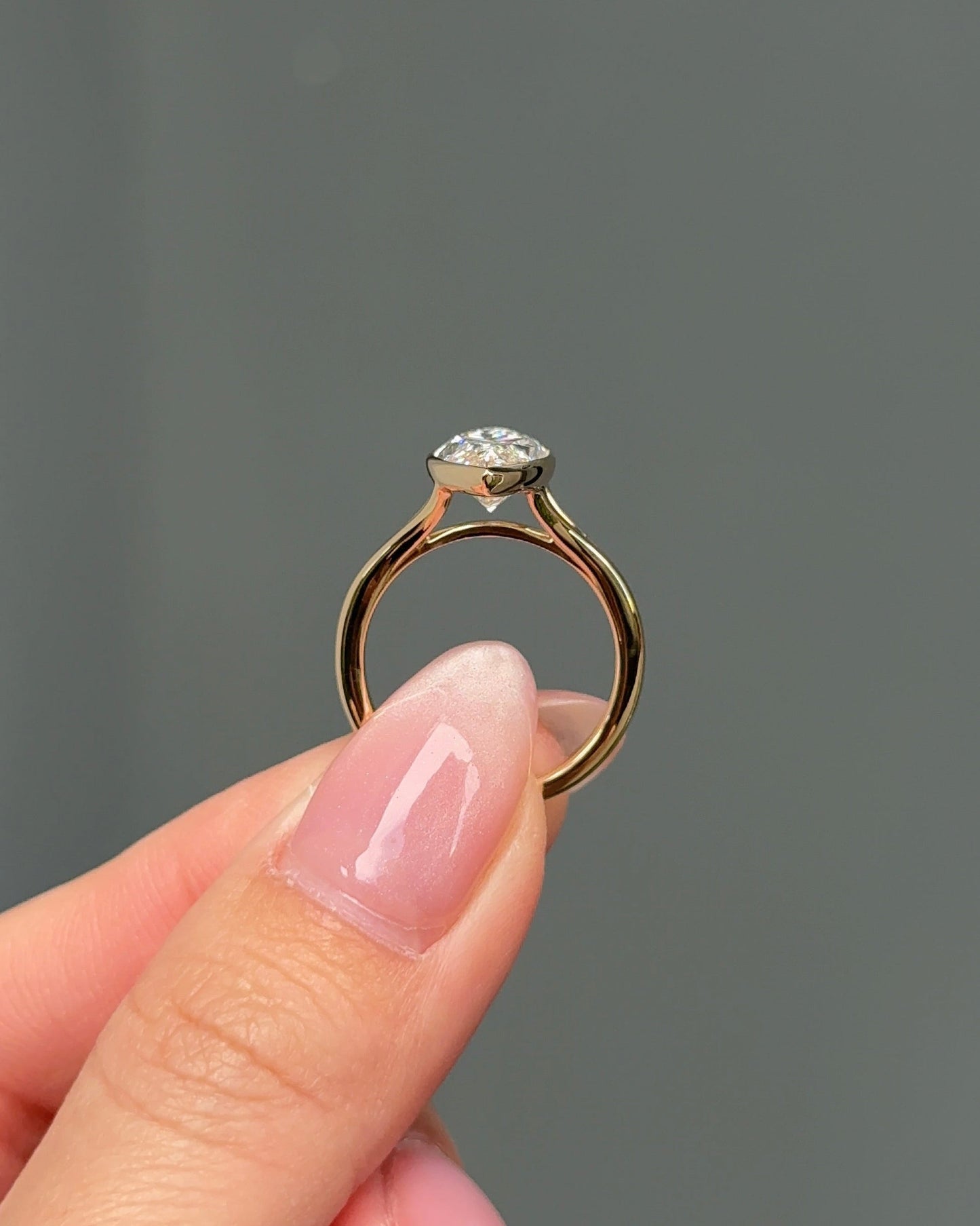 3.02 CT Marquise Lab grown Diamond Split Shank Bezel Engagement Ring