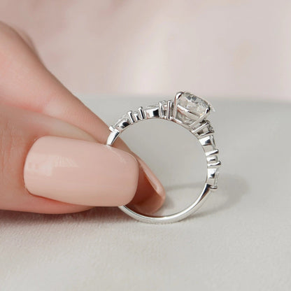 3.0 CT Oval Cut  Moissanite Half Eternity Bridal Set