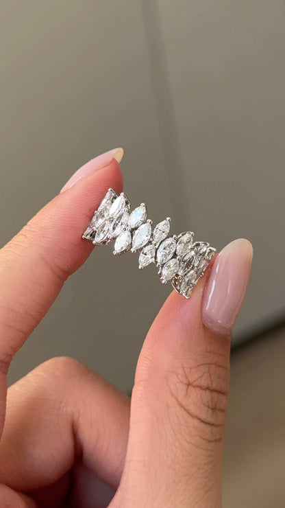 Marquise Cut CVD Diamond Half Eternity Wedding Band