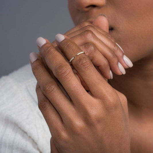 0.08 TCW Round Moissanite Open Cuff Wedding Band