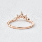 0.18 TCW Pear Moissanite Curved Pave Stacking Wedding Band
