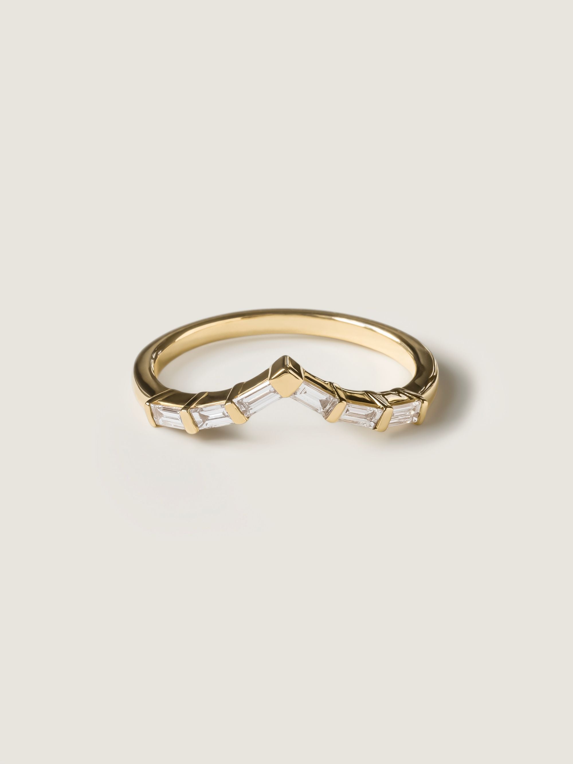 0.3 TCW Baguette CVD Diamond V-Shaped Wedding Band