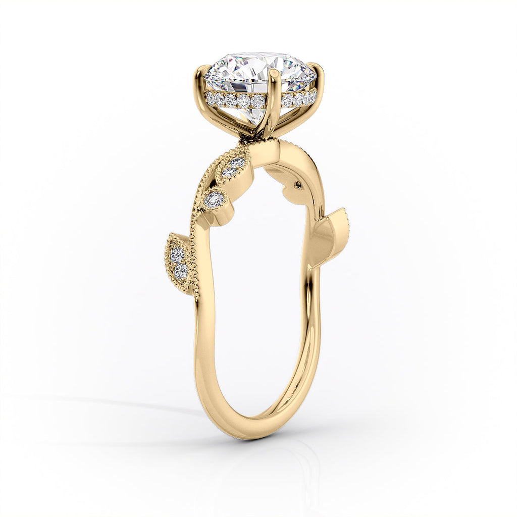 2 CT - 2.5 CT Marquise Cut Hidden Halo Milgrain Moissanite Engagement Ring
