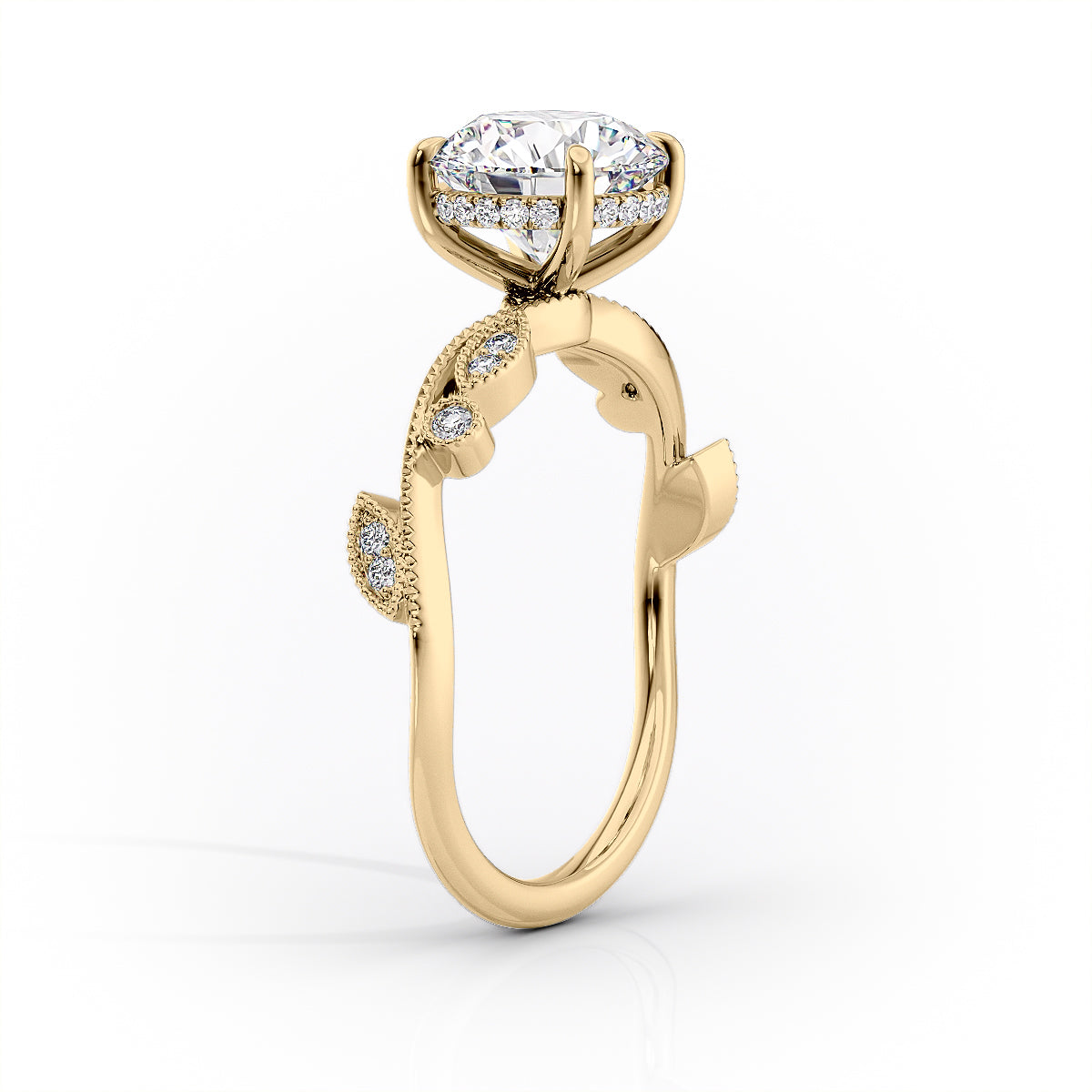 2 CT - 2.5 CT Marquise Cut Hidden Halo Milgrain Moissanite Engagement Ring