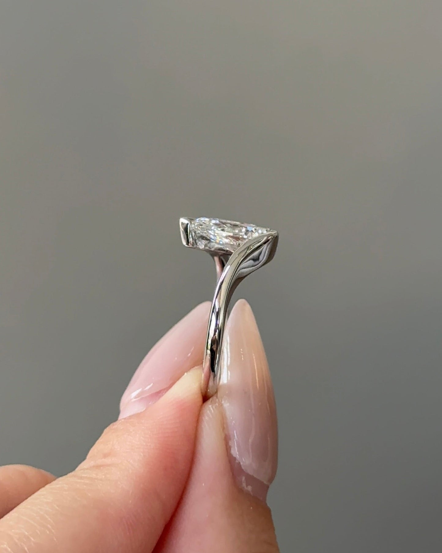 1.52 CT Pear Lab grown Diamond Bezel Engagement Ring