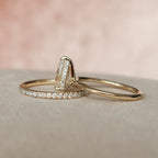 1.5 CT Pear Cut Hidden Halo Moissanite Solitaire Bridal Set