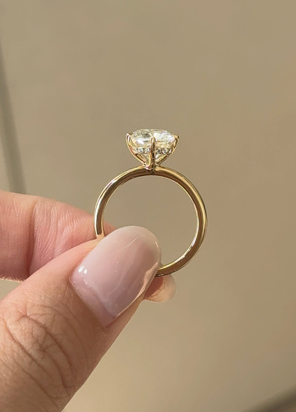 2.5 CT Cushion Cut Lab grown Diamond Hidden Halo Engagement Ring