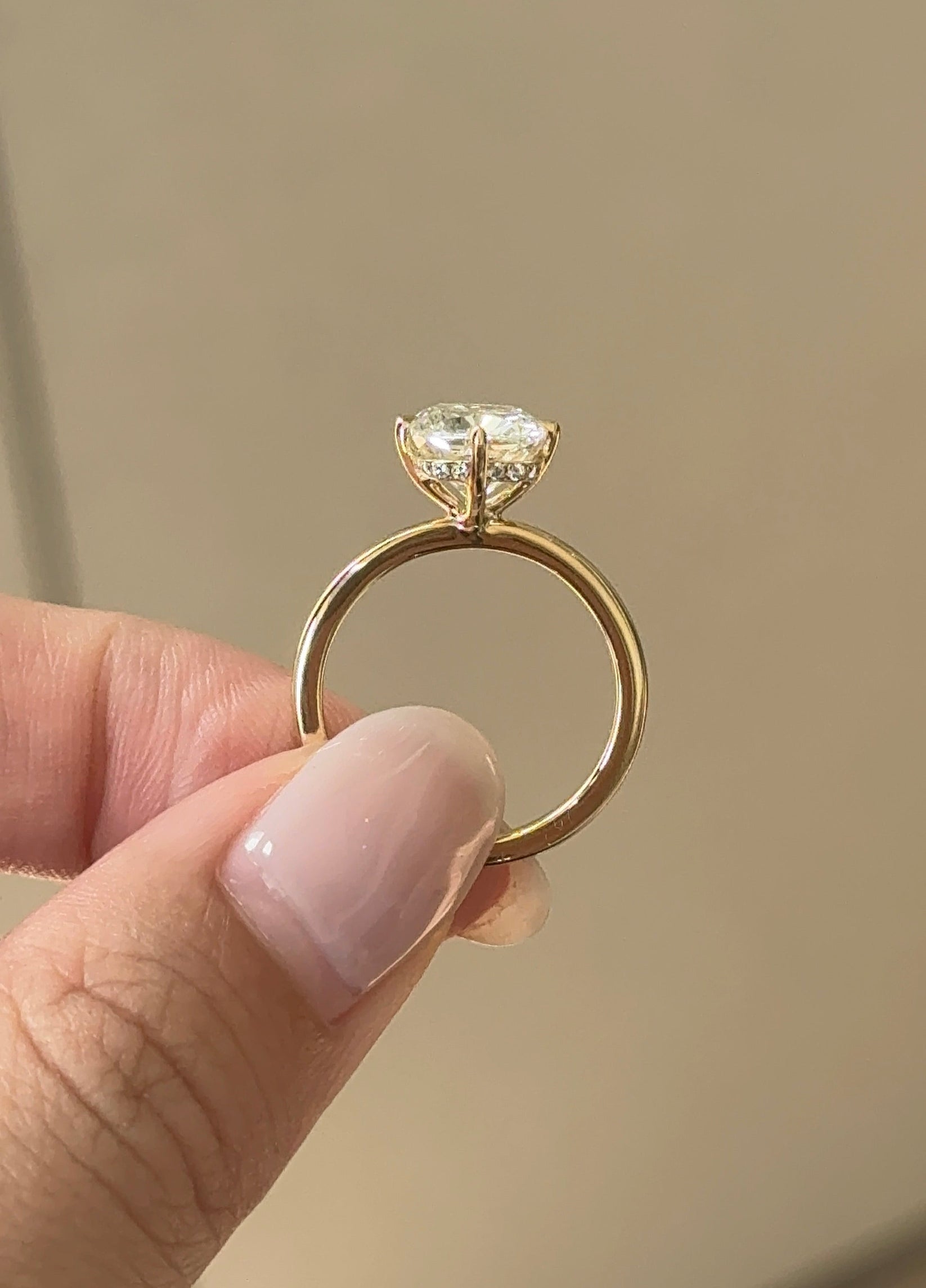 2.5 CT Cushion Cut Lab grown Diamond Hidden Halo Engagement Ring