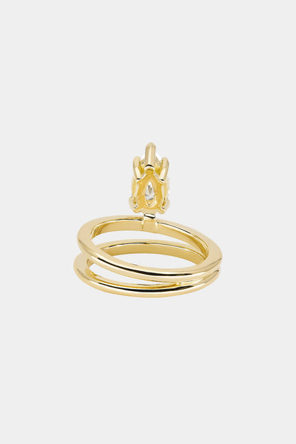 0.8 CT - 1.5 CT Pear Cut Lab grown Diamond Double Band Engagement Ring