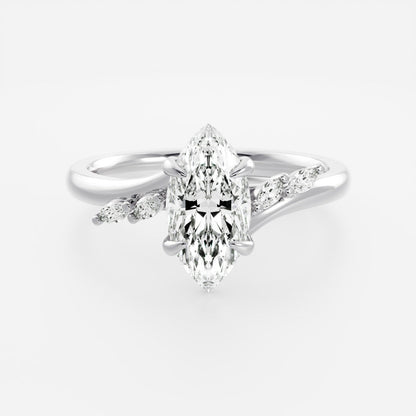 1 CT - 2 CT Marquise Cut Twisted Five Stone Moissanite Engagement Ring