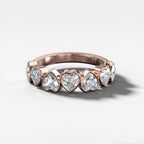 1.4 TCW Heart CVD Diamond Bezel Set Half Eternity Wedding Band