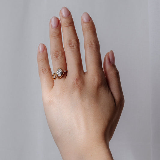 1.21 CT - 3.21 CT Oval Cut Lab grown Diamond Side Stone Engagement Ring