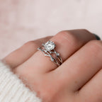 2.0 CT Oval Cut Moissanite Half Eternity Nature Inspired Bridal Set