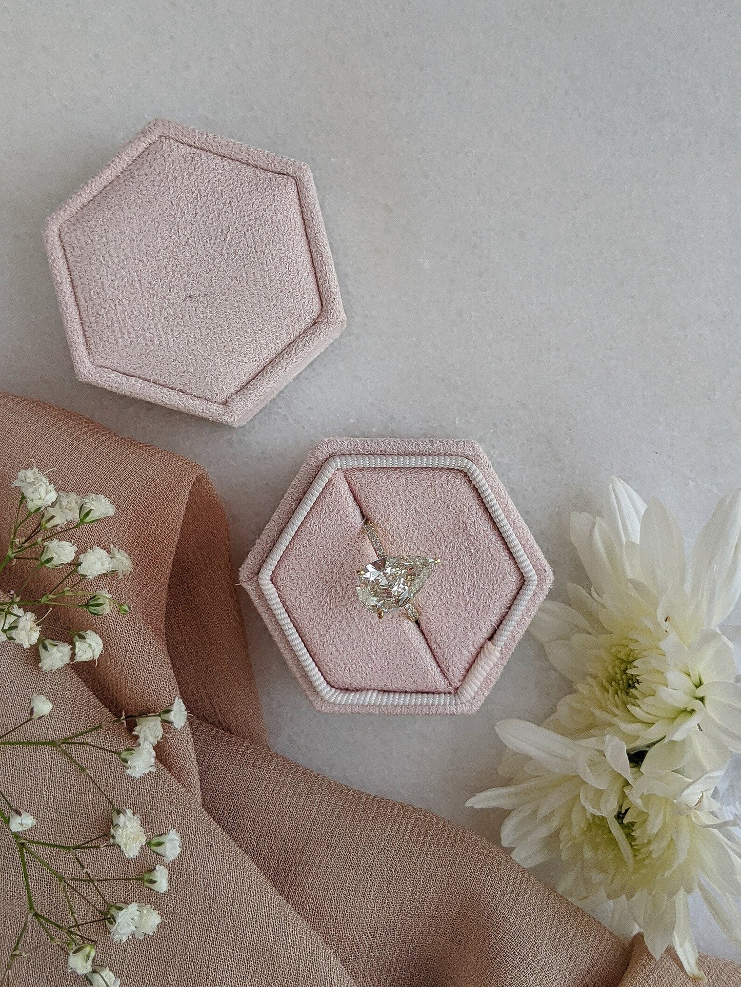 3 CT Pear Cut Hidden Halo & Pave Moissanite Engagement Ring