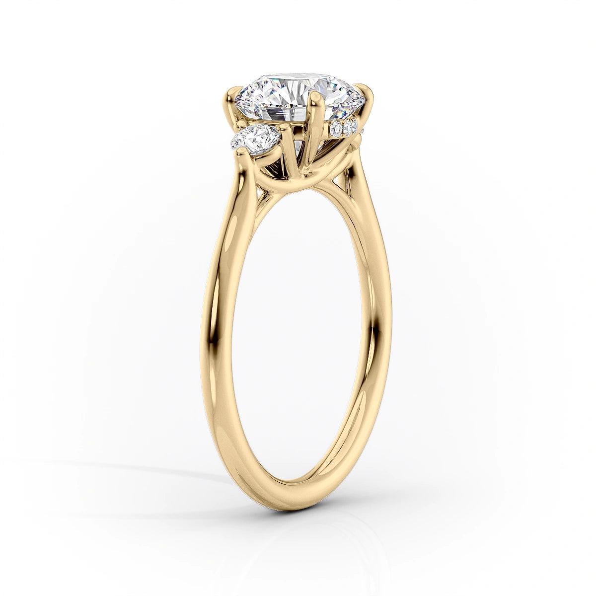 2.5 CT - 3 CT Round Cut Three Stone Moissanite Engagement Ring