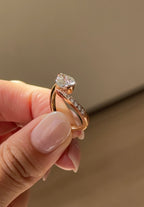 1.54 CT Pear Cut Lab grown Diamond Twisted Pave Engagement Ring